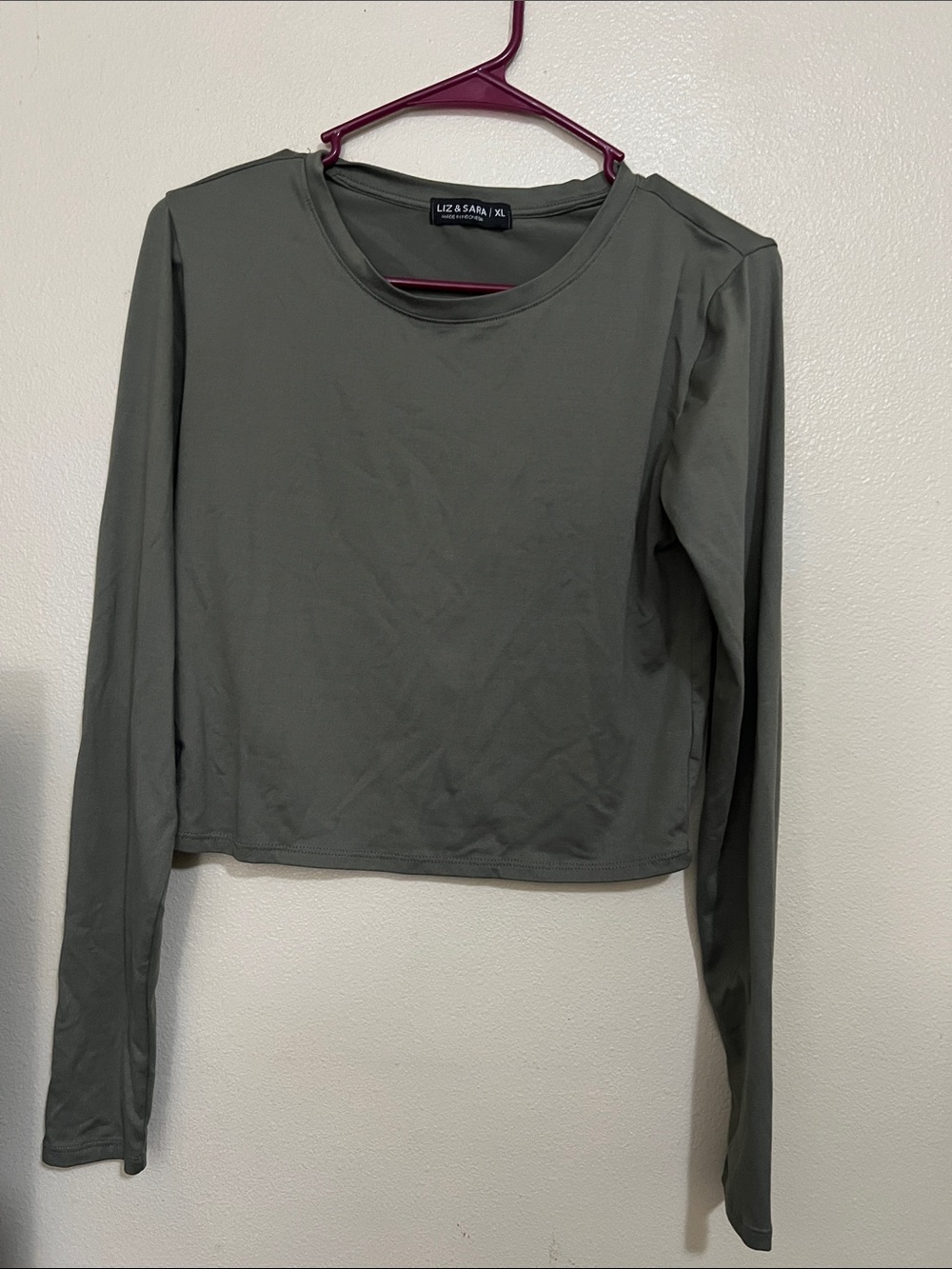Olive Green Long-Sleeve Crop Top